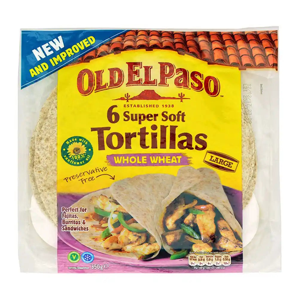 Old El Paso 6 Super Soft Tortillas Whole Wheat 350g